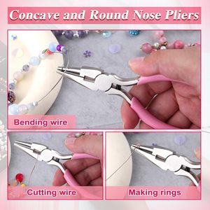 Kit de 3 outils de fabrication de bijoux en acier inoxydable avec micro-pinces, pinces à 6 anneaux, coupe-ondes concaves et pinces plates en nylon - Product Image 2