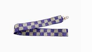 Purple and <b>Gold</b> Checkered Beaded Game Day Bag Strap Beaded Bag Strap Game Day Bag Beaded StrapsFootball Purse StrapBeaded - Product Image 1