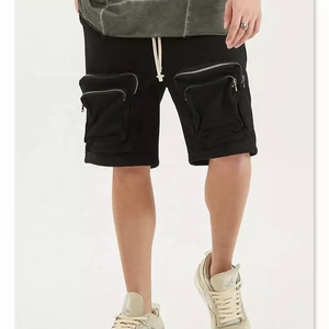 Shorts cargo pour homme, couleur unie, multi-poches, en toile, taille mi-haute, fermeture à cordon, logo sur le devant, décontracté, respirant, séchage rapide - Product Image 2