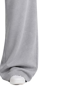 Custom <b>Light</b> Grey Women Wide Leg Sweatpants High Waist Loose Fit Casual Streetwear <b>Lounge</b> Fleece Trousers With Drawstring Pocket - Product Image 4