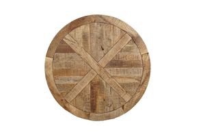 Table de salle à manger ronde rustique en bois massif pour six personnes avec pieds en métal noir, table d'appoint centrale pour la décoration intérieure de ferme, d'hôtel ou de maison - Product Image 3