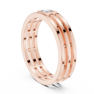 Bague de fiançailles Art Déco en moissanite créée en laboratoire couleur D VVS1, unique, à motif ajouré, avec bande multi-rangs, en acier inoxydable massif, géométrique - Product Image 3