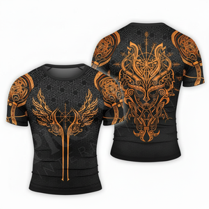 เสื้อรัดกล้ามเนื้อแบบสั่งทำ OEM ลดราคาพิเศษ พร้อมโลโก้แบบซับลิเมชั่น แขนสั้น สำหรับ MMA BJJ เล่นเซิร์ฟ ออกกำลังกาย ฟิตเนส กางเกงผู้ชาย - Product Image 4
