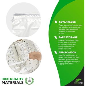 Sacs à chaussures transparents avec cordon de serrage 10'' x 14'' – Lot de 50 sacs de rangement de voyage en plastique imperméable de 2 mil - Product Image 3