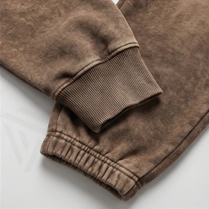 Survêtement d'hiver en coton pour homme, coupe oversize, délavé à l'acide, respirant, vêtements de sport de haute qualité, logo personnalisé imprimé, orné de strass - Product Image 6