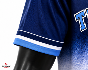 SINEWY SPORTS Camiseta de Béisbol Personalizada para Hombre, Sublimada, Degradado 3D Azul y Blanco, Manga Corta, Absorbe la Humedad, Corte Regular, Adulto - Product Image 3