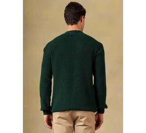 Custom <b>Men's</b> Round Neck <b>Cardigan</b> Geometric Pattern High Quality Quick Dry Wool Liner Embossed Winter Casual <b>Long</b> Sleeve - Product Image 4