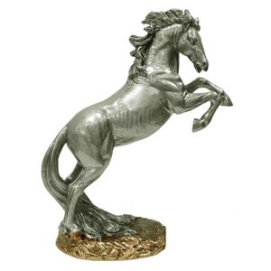 Sculpture de cheval en aluminium majestueuse avec finition argent antique pour la décoration de maisons et de jardins modernes de luxe - Product Image 5