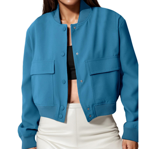Custom <b>Women</b> <b>Bomber</b> <b>Jacket</b> <b>Lightweight</b> Casual Streetwear Zip Up Varsity Style Windproof Fashion Outerwear Unbranded OEM ODM - Product Image 1