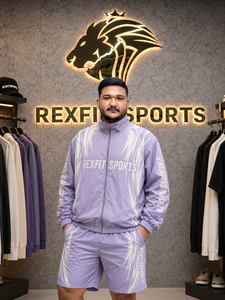 REXFIT SPORTS 2026 Custom <b>Men</b>’s Lavender Nylon <b>Jacket</b> & Shorts Set <b>Lightweight</b> Full Zip Sports Gym Training Running Casual Wear - Product Image 6