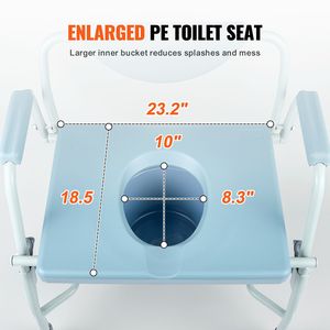 Sedia Comoda in Acciaio con Schienale Rimovibile, Braccioli Abbattibili, Altezza Regolabile a 5 Livelli, Secchio Rimovibile da 7L, Comoda da Comodino Facile da Usare - Product Image 5