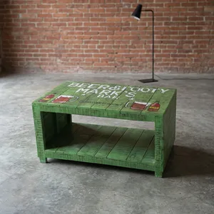 Vintage Style Eco-Friendly Durable Storage Coffee <b>Table</b> <b>Bedside</b> <b>Table</b> Rough Poster Painted Mango Distressed Wood Home Hotel - Product Image 1