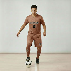 Ensemble de maillots de football personnalisés, maille respirante, manches courtes, uni, rayé, grande taille, 100% polyester, protection UV, séchage rapide - Product Image 1