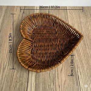 Cesta de Mimbre en Forma de Corazón Romántico, Perfecta para Decoración de Mesa, Presentación de Postres y Base para Cestas de Regalo de Aniversario - Product Image 6