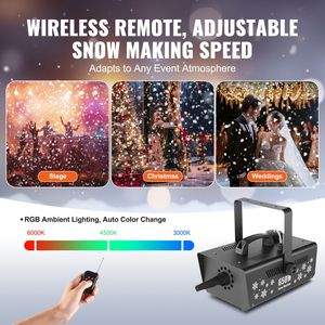 Macchina per Neve Artificiale Portatile Premium 650W con Telecomando Wireless, Serbatoio da 1L, Alta Produzione di Fiocchi di Neve per Uso Scenico - Product Image 4