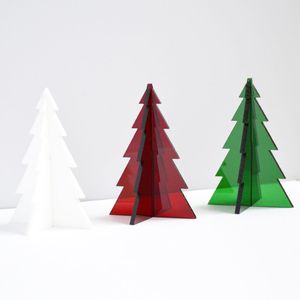 Handmade Collection Modern Resin <b>Christmas</b> Tree <b>Decor</b> Set Miniature Pine Shape Tabletop Indoor <b>Red</b> <b>Green</b> White Durable - Product Image 1