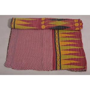 Vintage Kantha <b>Quilt</b> Floral Cotton <b>Throw</b> Handmade Indian Reversible Bedspread Boho Bedding Blanket Decor - Product Image 4