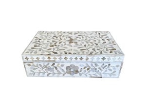 Luxury Rectangle Handcrafted Wood Jewelry Storage <b>Box</b> with <b>Floral</b> Inlay Design Airtight 2-Layer Keepsake Organizer - Product Image 3