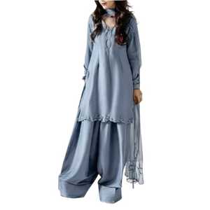 Modern Designer Wear Exclusive Farsi Salwar Kameez Four Beautiful Beads Work Colours Crepe Organza Dupatta Silk Party Reversible - Product Image 1