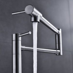 Brushed Nickel Finish Kitchen Faucet Pot Filler with Extension Shank - Product Image 3