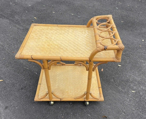 Actual photos from the factory - a two-tiered food serving <b>table</b> <b>with</b> four swivel <b>wheels</b>. - Product Image 2