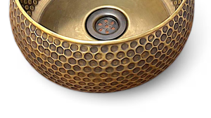 Vasques de salle de bain de luxe modernes en laiton martelé au design unique, à poser sur comptoir, pour hôtels, à prix abordable - Product Image 5