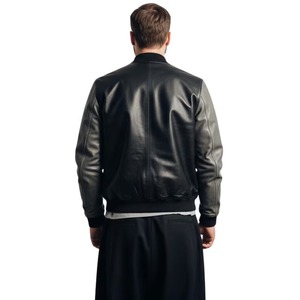 Chaqueta Bomber de Cuero Negra para Hombre – Chaqueta Clásica Estilo Universitario – Chaqueta de Cuero Genuino Premium para Todas las Temporadas - Product Image 2