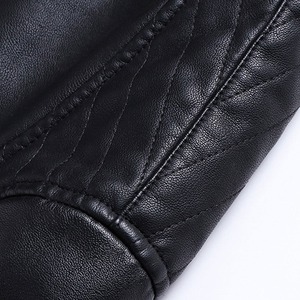 Veste en cuir noire pour homme, fermeture éclair, style motard, coupe slim, coupe-vent pour l'hiver - Product Image 6