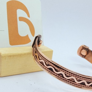 Vintage <b>Copper</b> Alloy Cuff Bracelet Antique Plated Wave Pattern Unisex Trendy Party Jewelry - Product Image 3