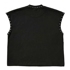 เสื้อกล้ามลายกราฟิกวินเทจพิมพ์ลาย DTG แบบย้อมสีเอซิดประดับเพชรเทียม แฟชั่นใหม่สุดฮิต เสื้อยืดแขนกุดสไตล์สตรีทแวร์ลำลองสำหรับทุกเพศ - Product Image 2