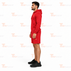 Men's Red Hoodie and Shorts Set Cotton <b>French</b> Terry Casual Athletic Wear <b>Outfit</b> Autumn Breathale Men's Hoodie & Short - Product Image 3