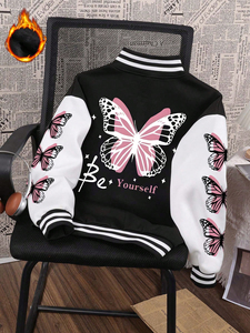 เสื้อแจ็คเก็ตวาร์ซิตี้ผู้หญิงแบบสั่งทำ เสื้อแจ็คเก็ตเลตเตอร์แมนปักลาย เสื้อแจ็คเก็ตเบสบอลลำลอง สไตล์สตรีทแวร์ เสื้อแจ็คเก็ตสไตล์วิทยาลัย - Product Image 4