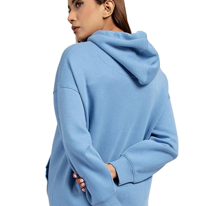 <b>Women</b> Half Zip <b>Hoodie</b> Sweatshirt With High Neck Collar <b>Soft</b> Knit Fabric Relaxed Fit Long Sleeve Top For Casual Fashion - Product Image 5