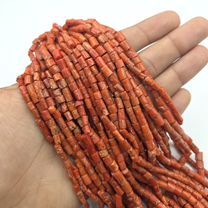 Natural Italian Red Coral Smooth Tube Shape <b>Beads</b>, Handmade loose Gemstone 18"Inch <b>Beads</b>, Factory <b>Direct</b> Small Size <b>Beads</b> - Product Image 3