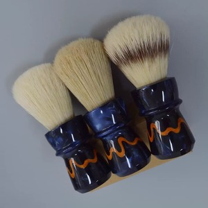 Blue Ceramic Handle Shaving <b>Brush</b> Set With Orange <b>Wave</b> Design Three Piece EmberTwist shaving <b>brush</b> Used beauty care <b>brush</b> - Product Image 1
