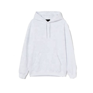 2021 Unisex hombres 100% algodón logotipo personalizado bordado de talla grande Sudadera con capucha de gran tamaño forro en blanco sólido Sudadera de punto - Product Image 3
