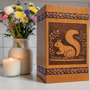 Handcrafted Wooden Urn <b>Box</b>, Squirrel Nature Engraved Cremation <b>Keepsake</b> by AYAANS - Product Image 2