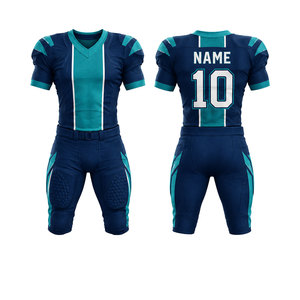 Ensemble d'uniformes de football américain personnalisés, col en V, manches courtes, tissu respirant, pantalon ajusté, jersey sublimé en polyester pour adultes - Product Image 4