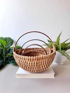 Ensemble de 3 paniers gigognes en rotin faits à la main, paniers de rangement en osier naturel, organisateur de maison bohème, décoration moderne du milieu du siècle - Product Image 4