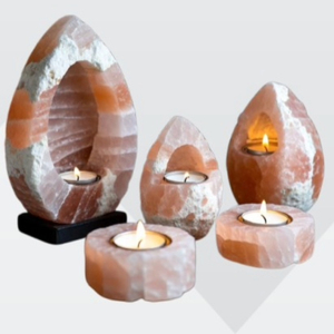 Porte-bougie en sel de l'Himalaya de qualité supérieure, brut, sculpté en forme de goutte d'eau, décoration naturelle relaxante pour la maison et le spa - Product Image 2