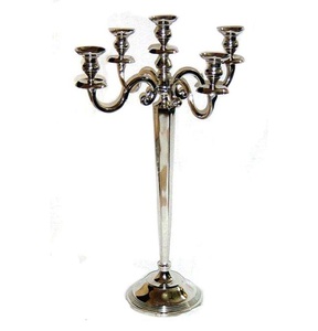 5 Arms Nickel Plated Candelabra Metal <b>Candlesticks</b> Candle Holders Weddings Party Table Centerpieces Stand Home Hotel Decoration - Product Image 2