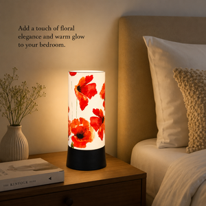 Red Floral Decorative Table Lamp LED Bedside <b>Night</b> <b>Light</b> Modern Accent Lamp for Bedroom Living Room Office Home Decor Gift - Product Image 3
