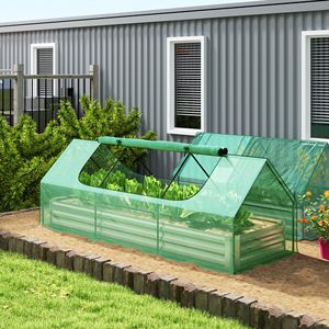 Fioriera rialzata zincata 8.6x3x1ft con mini serra per erbe aromatiche e verdure - Product Image 2