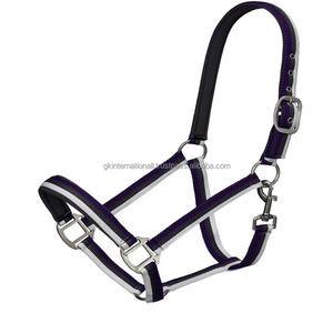 Noir et blanc deux tons sangle en nylon cheval licou sur mesure en nylon course de chevaux licou avec raccords en fer réglables - Product Image 4
