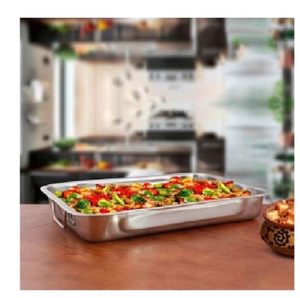 Bandeja Rectangular Profunda para Hornear de Acero Inoxidable de Primera Calidad con Asas, Duradera y Apta para Lavavajillas, para Uso en Horno, para Pasteles, Pan y Repostería - Product Image 1