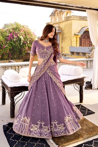 Indian Traditional Ethnic Lehenga Choli Set in <b>Sequin</b> Thread Embroidery Dupatta Wedding Party Dress for Women Fancy Trendy Wear - Product Image 2