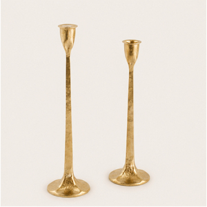 Hammered Gold Taper Candle Holder Set Brass Finish Metal Candlestick Stand for Festive <b>Table</b> Decor & Wholesale Hotel Supplies - Product Image 3