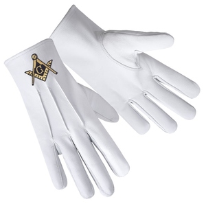 Wholesale Masonic White Leather <b>Gloves</b> Master Mason Blue Lodge Formal Ceremonial <b>Gloves</b> - Product Image 2