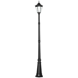 Lampione Solare Vintage 94.5" Nero per Giardino, Vialetto e Sentiero, IP67, Colore di Emissione Blu o Bianco, Alimentato a Energia Solare - Product Image 1