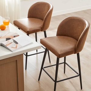 Tabourets de <span class=keywords><strong>bar</strong></span> à hauteur de comptoir Dossier rembourré pivotant à 360 ° Jambes en métal Hauteur de siège 26 \ "H Selle en similicuir - Product Image 4